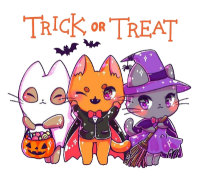 three kittens trick or treating